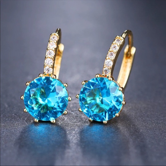 Jewelry - New Beautiful Gold Plated Sapphire Stud Earrings